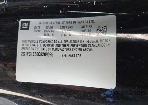 2012 Chevrolet Camaro 2Lt from USA, damaged, VIN 2G1FC1E30C9209025